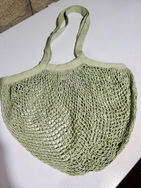 Light Green Knit Market Tote Bag - Boho chic!